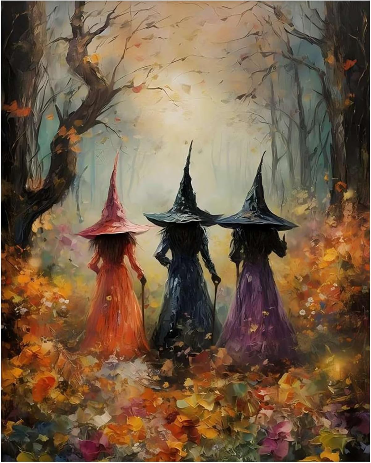 Halloween Paint by Numbers Kit for Adults Beginner(witch)