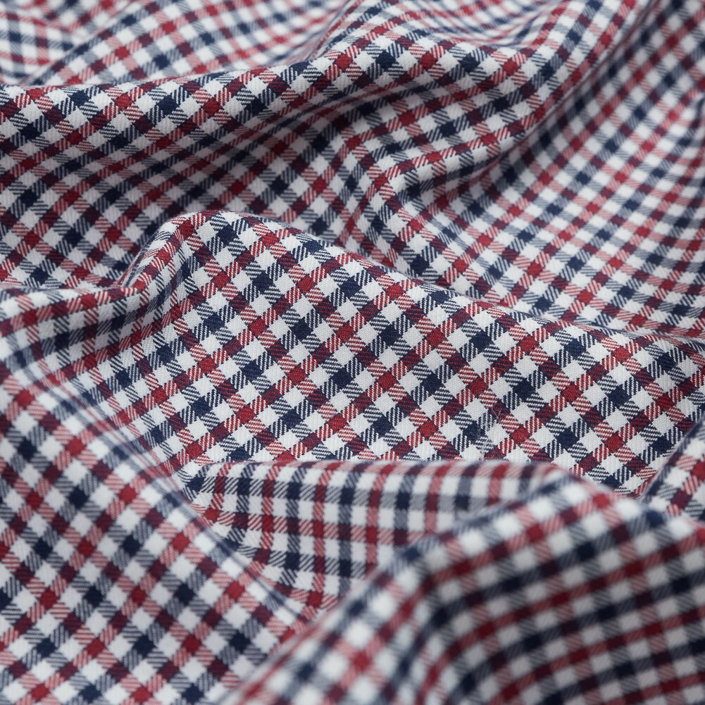 1 Yard Red White and Blue Tattersall Shepherds Check Cotton and Tencel Flannel Fabric 57 inch Width