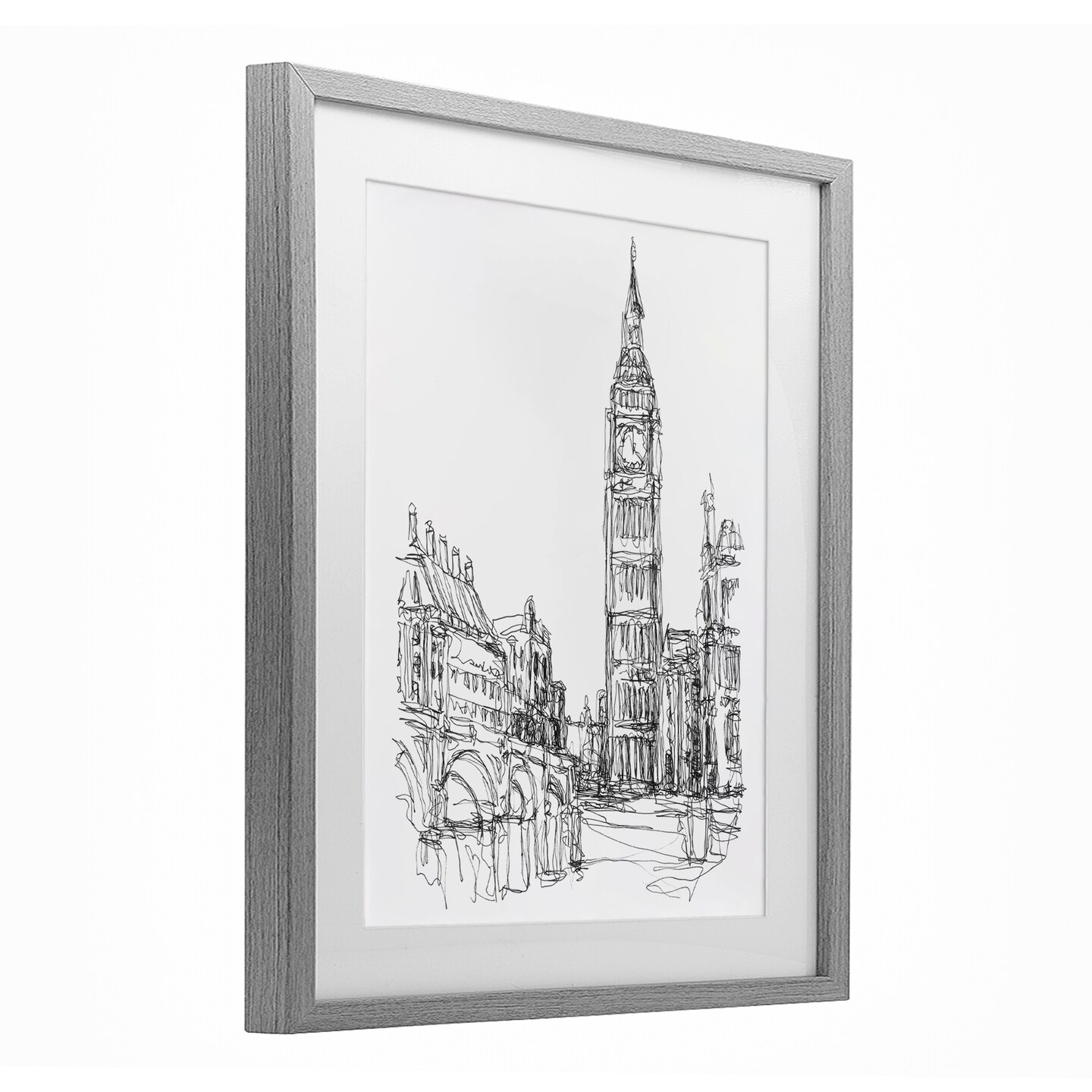 Stupell Industries Parisian Cityscape Sketch Framed Print Under Glass, design by Ethan Harper