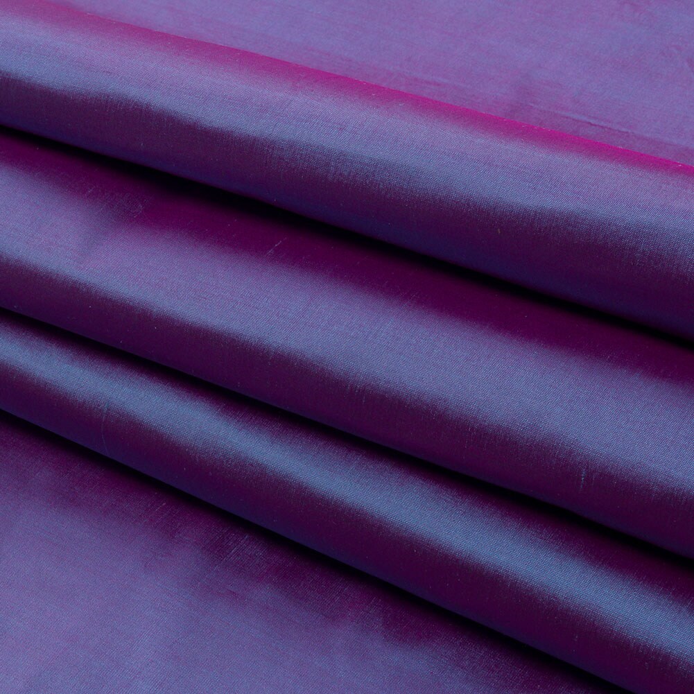 1 Yard Silk Shantung Iridescent Country Blue and Fuchsia Shantung Collection
