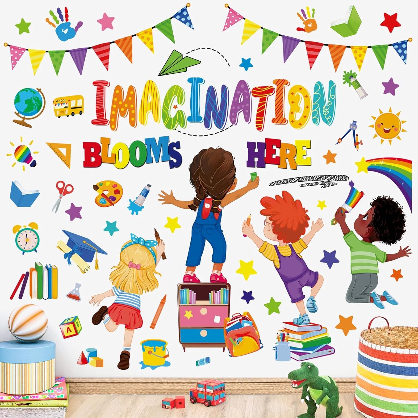 Reading Corner Kids Wall Art Decals(Multi)