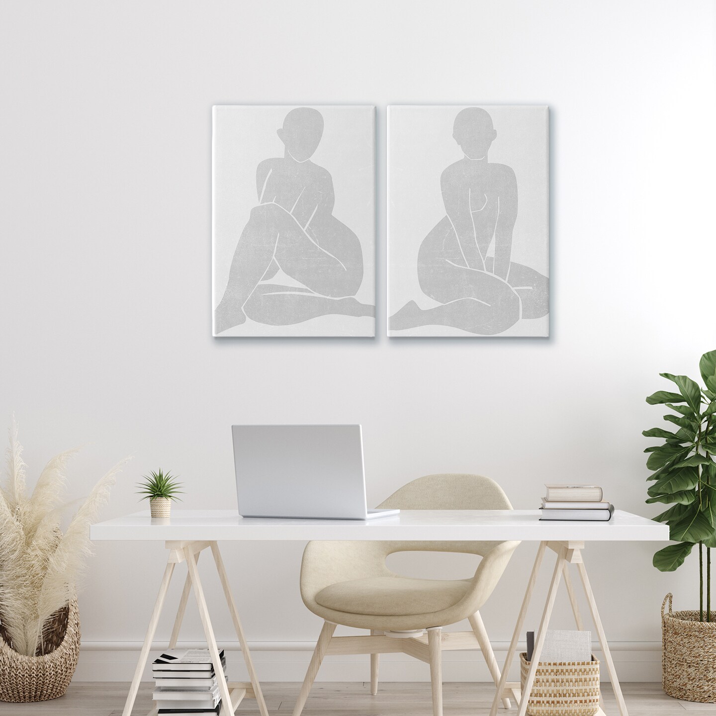 Stupell Industries Veiled Nude Silhouettes 2pc Canvas Set, design by Melissa Wang