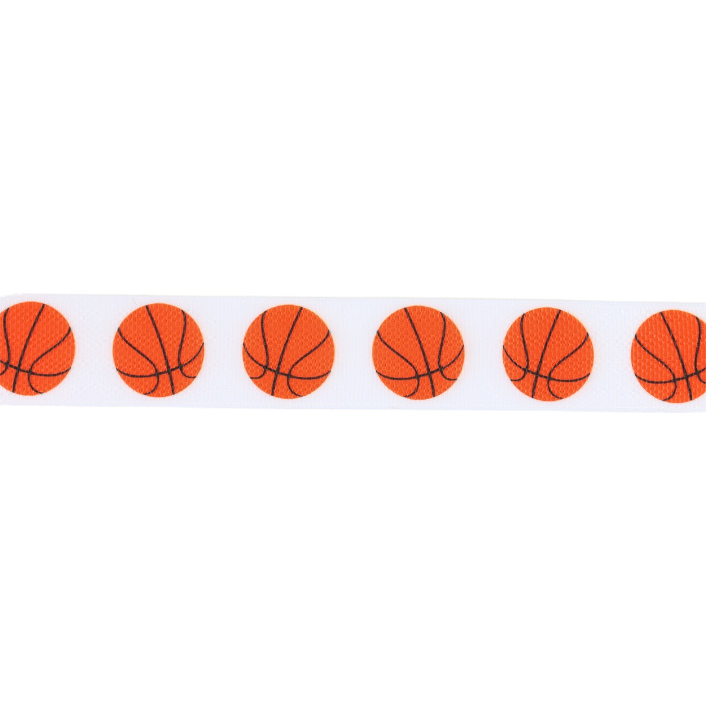 LaRibbons 1" Printed Grosgrain Ribbon | Basketballs on White | 25 Yard Roll