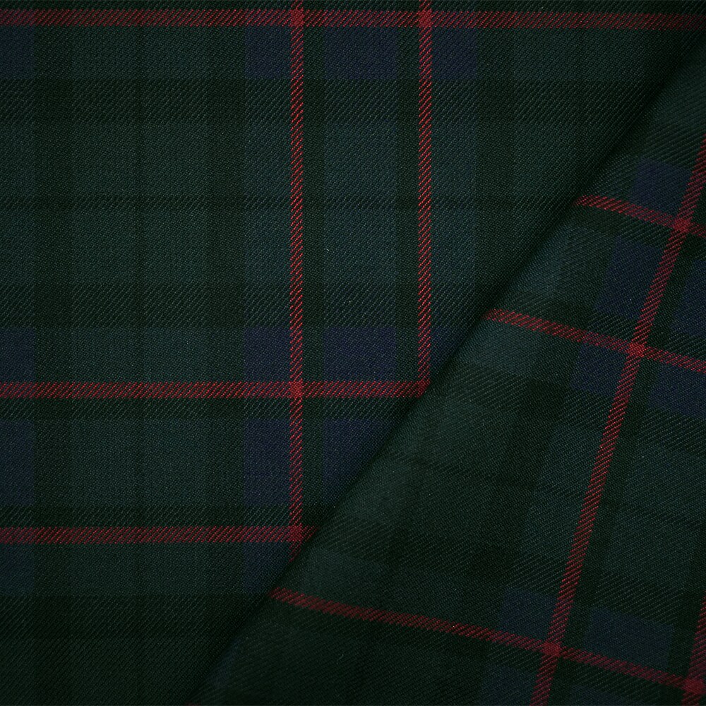 Blue-Red-Multi Poly-Wool Blend Plaid Woven Twill Suiting Woven Fabric By the Yard