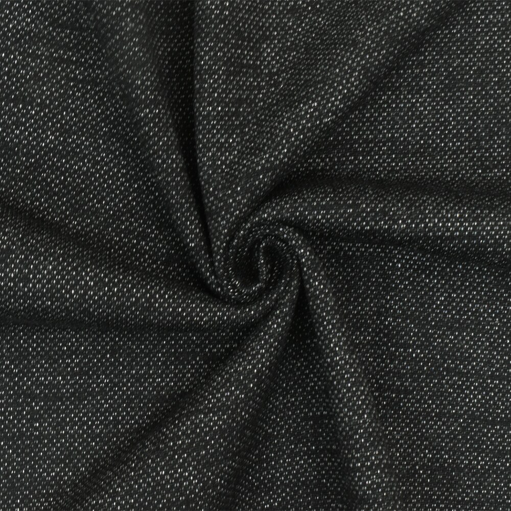 Basic Black-White Dobby Wool-Cotton Terry Knit Jacketing Fabric By the Yard