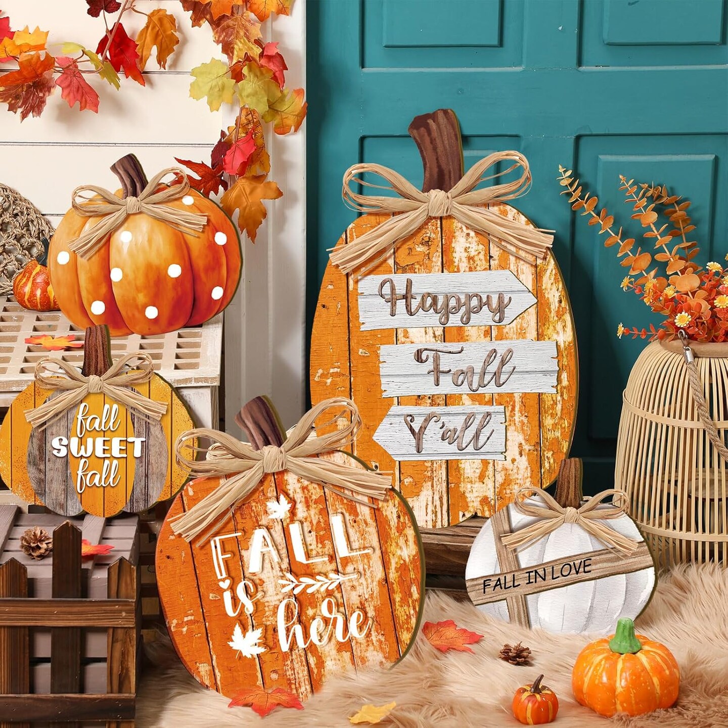 5 Pcs Fall Decorations for Home Fall (Orange)