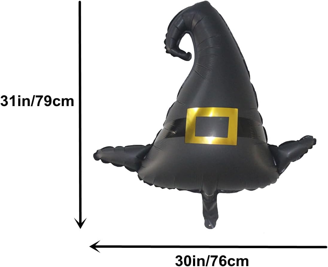 6PCS Witch Hat Jumbo Halloween Party Foil Balloons(Black)