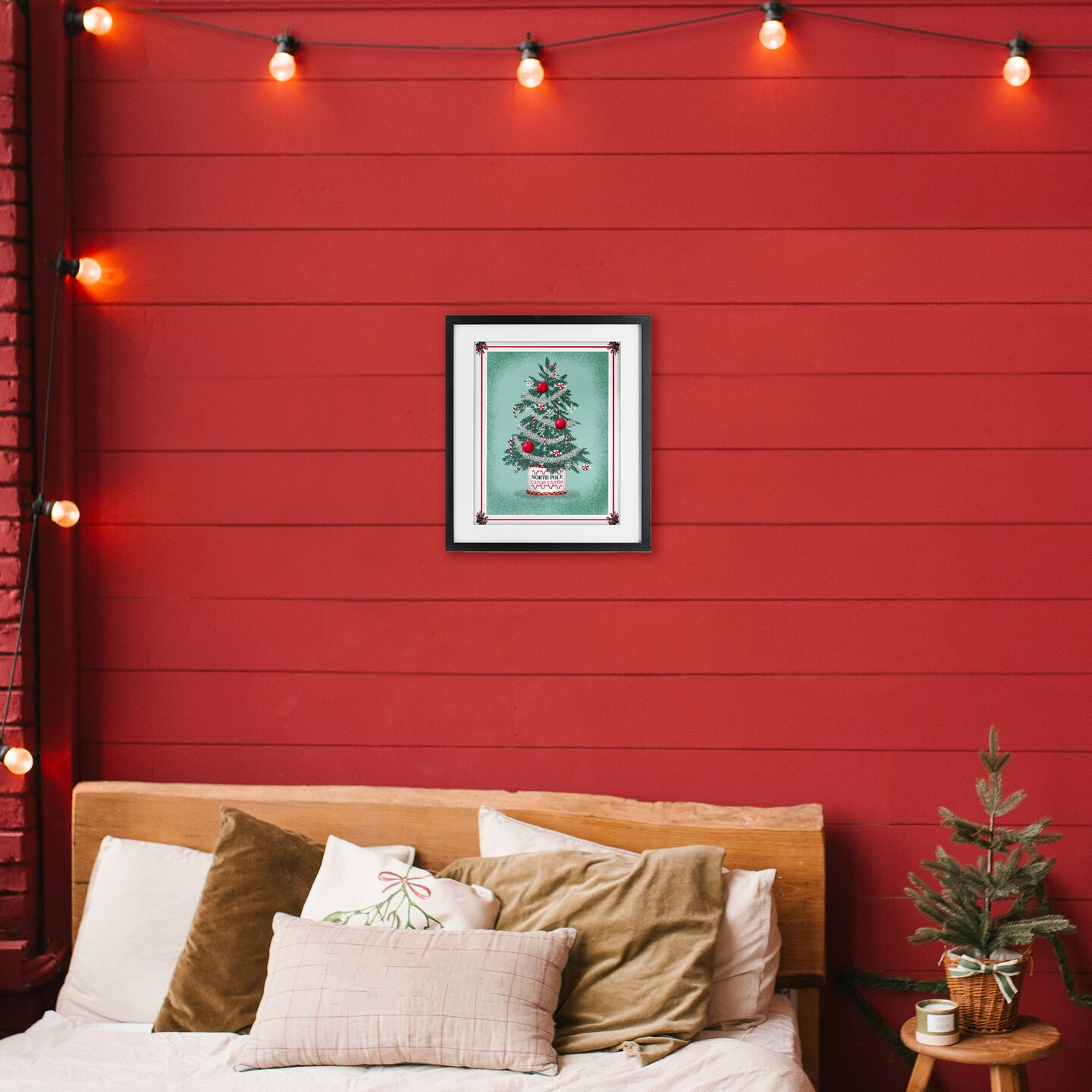 Stupell Industries North Pole Candy Cane Tree Framed Print Under Glass, design by Jilly Jack Designs