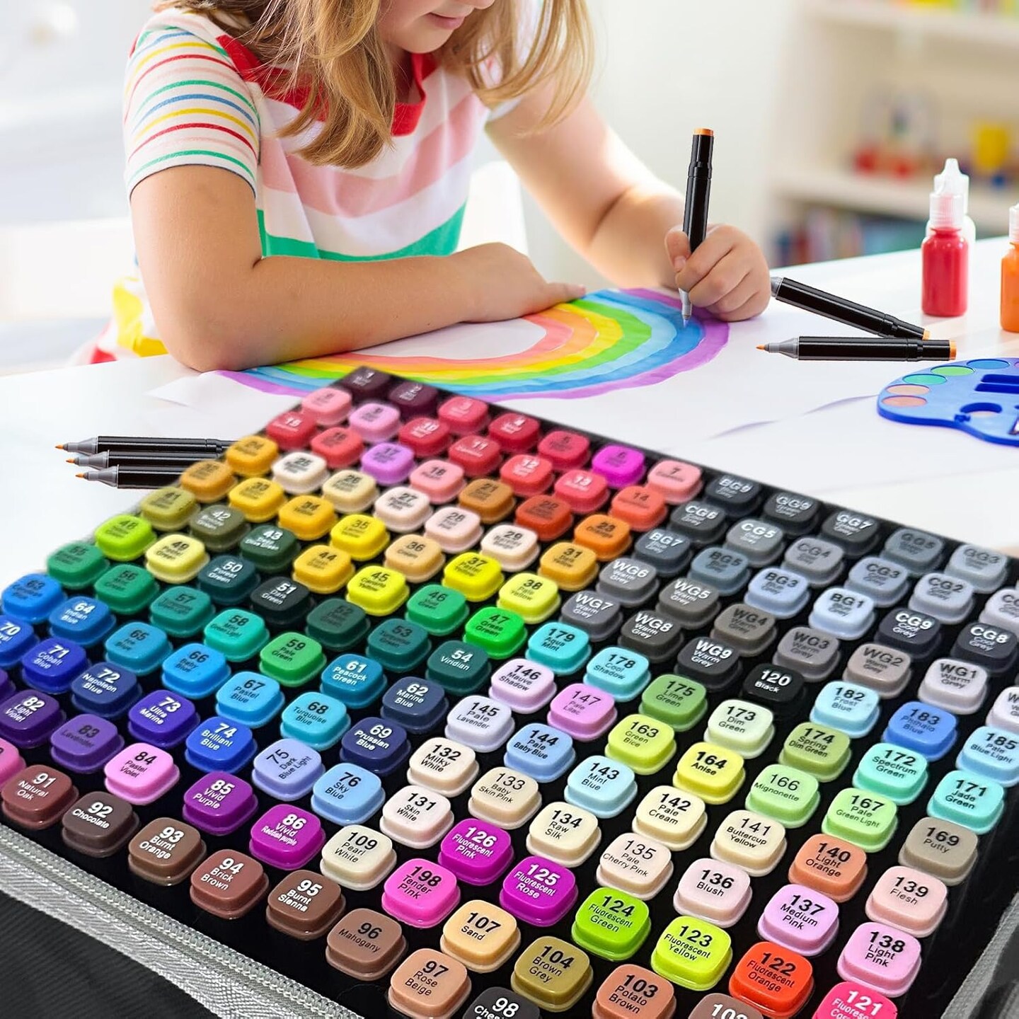 168-Color Dual-Tip Alcohol Markers Set with Shoulder Bag - Alcohol-Based Art Markers(Multicolor)