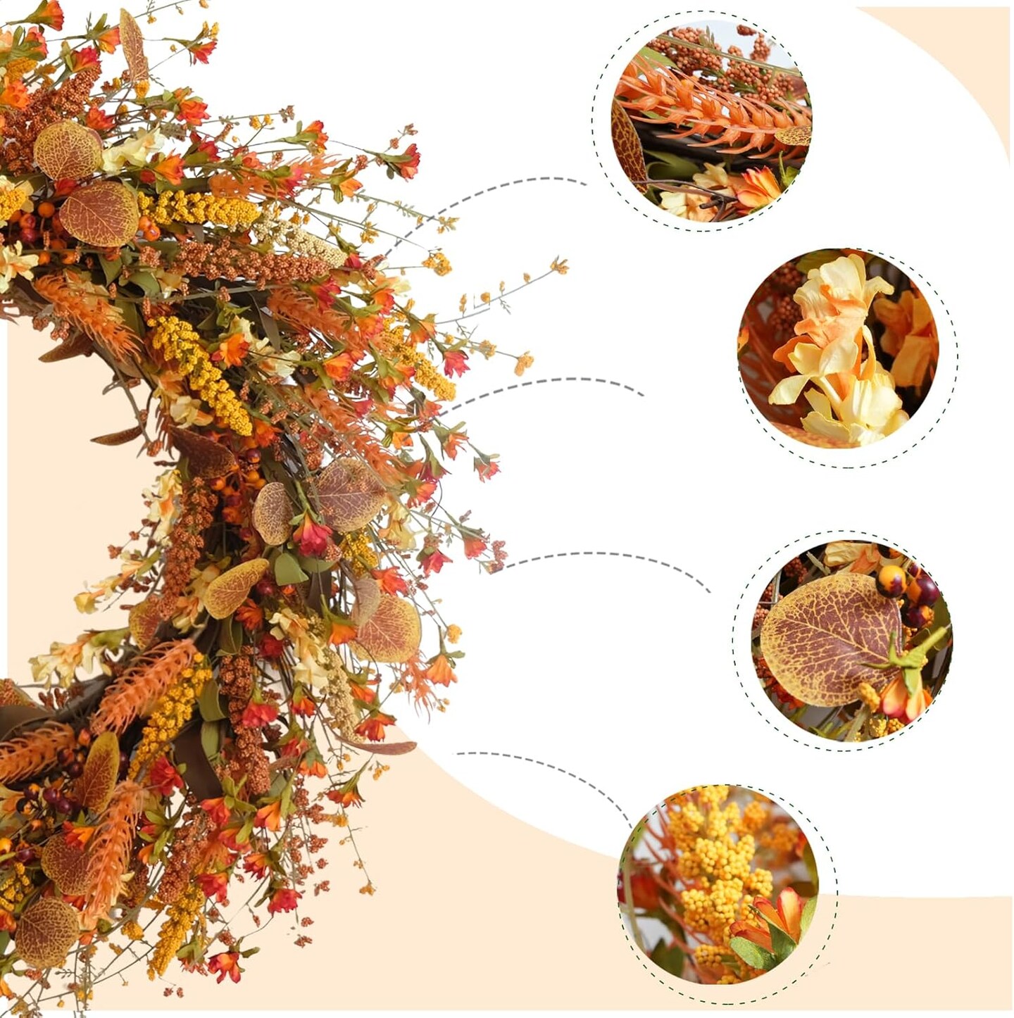 24 Inch Fall Wreath with Flowers