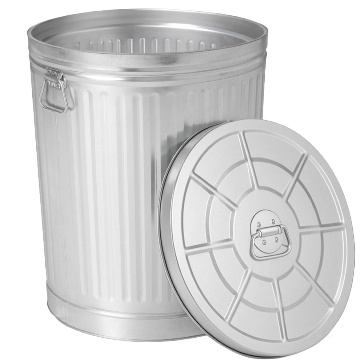 Gardenised Round Galvanized Steel, Trash Can with Lid - Durable Metal Bucket for Backyard, Lawn, Garden and Yard Use - Weather-Resistant Garbage Can for Indoor and Outdoor