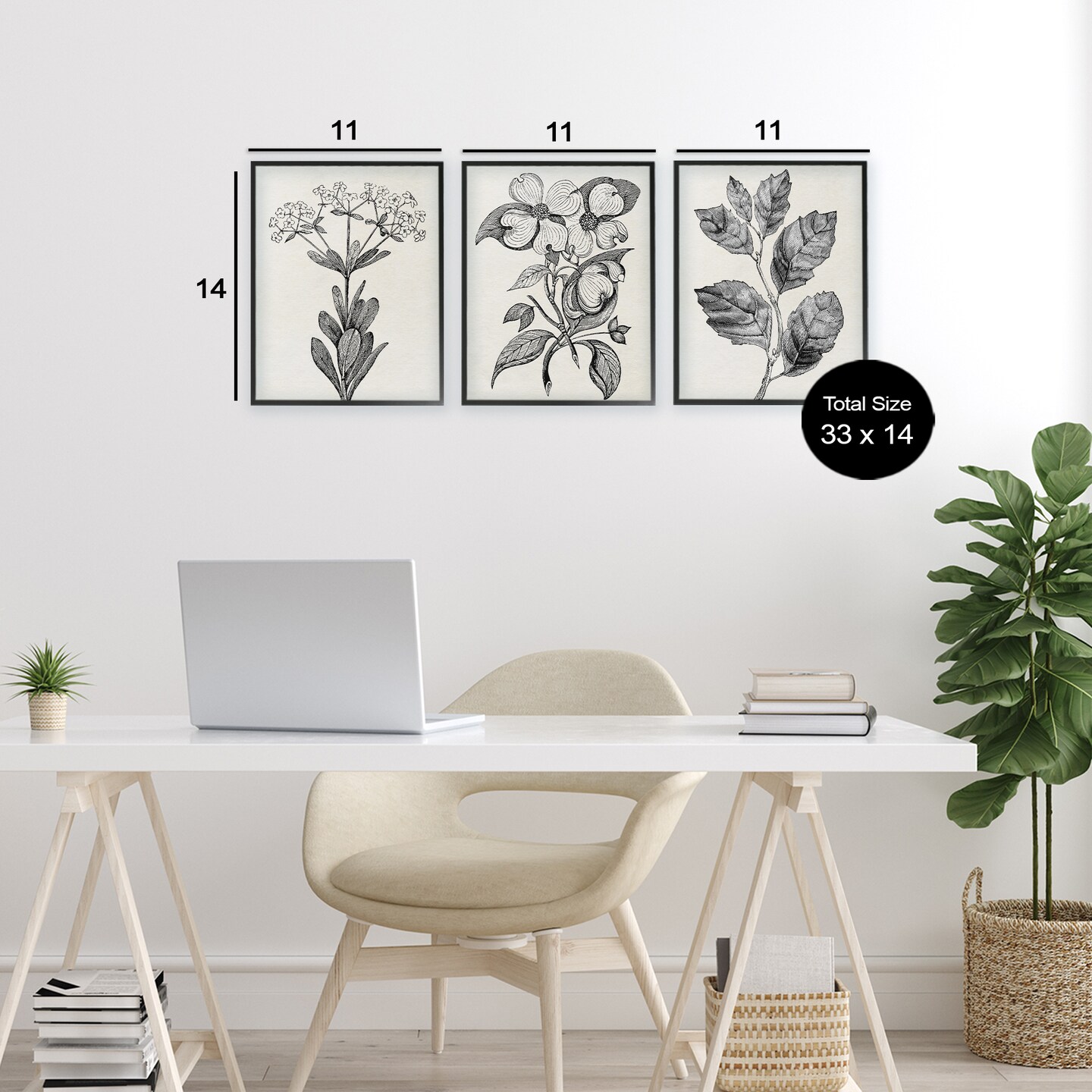 Stupell Industries Classic Natural Botanicals 3pc Framed Giclee Set, design by Karen Smith
