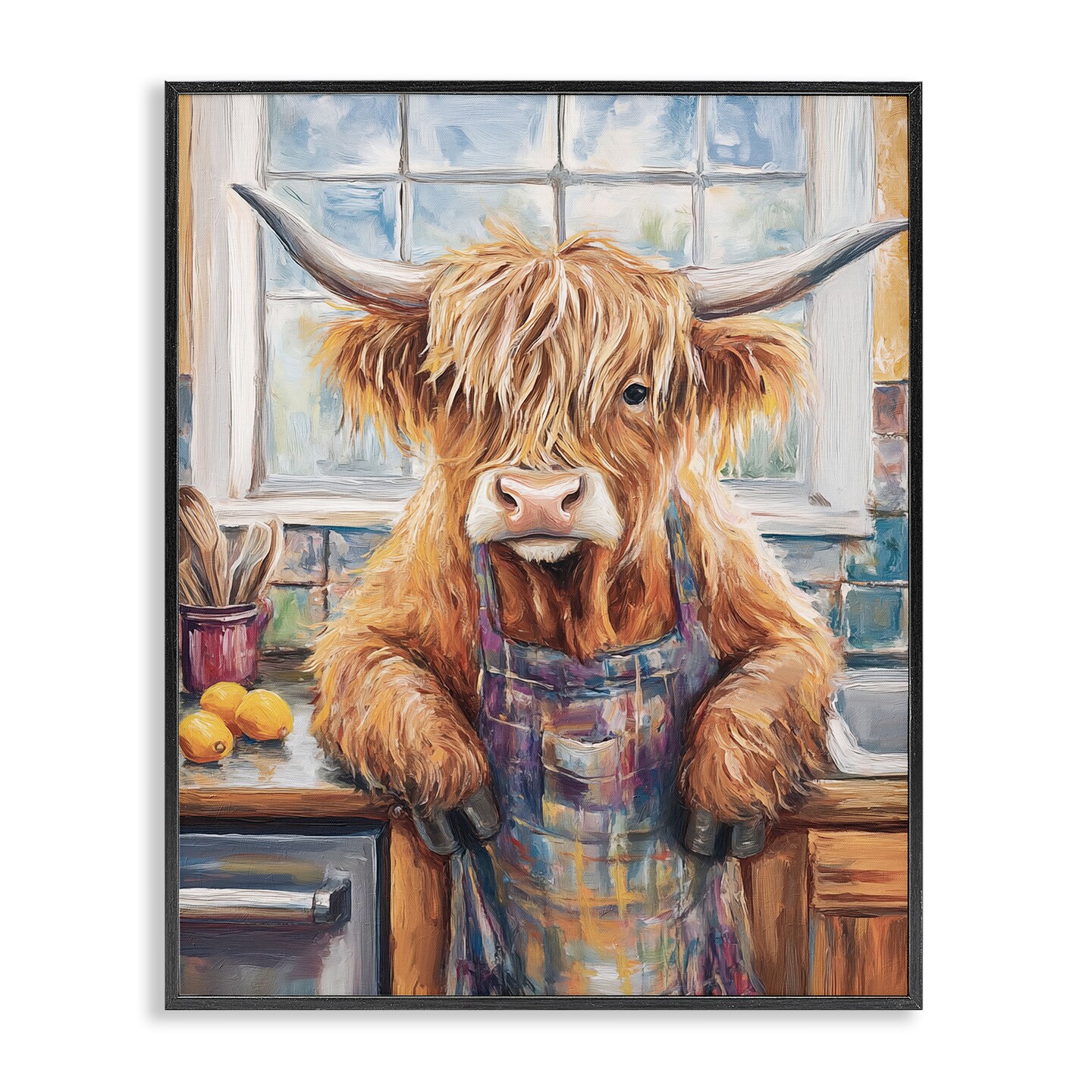 Stupell Industries Kitchen Time Chef Cow Framed Giclee, design by Nina Blue