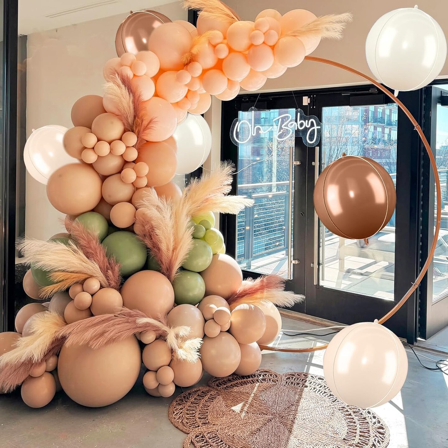 Giant 4D Foil Balloons(&#x9;Cream Brown White)