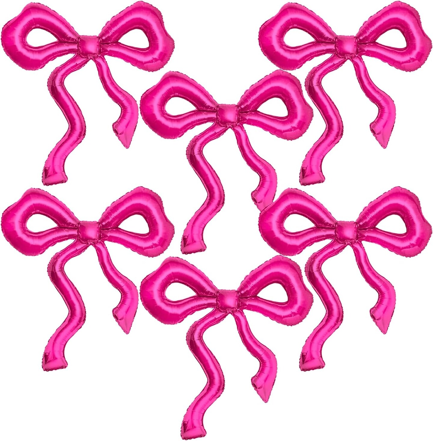 6pcs Hot Pink Bow Balloons (Hot Pink)