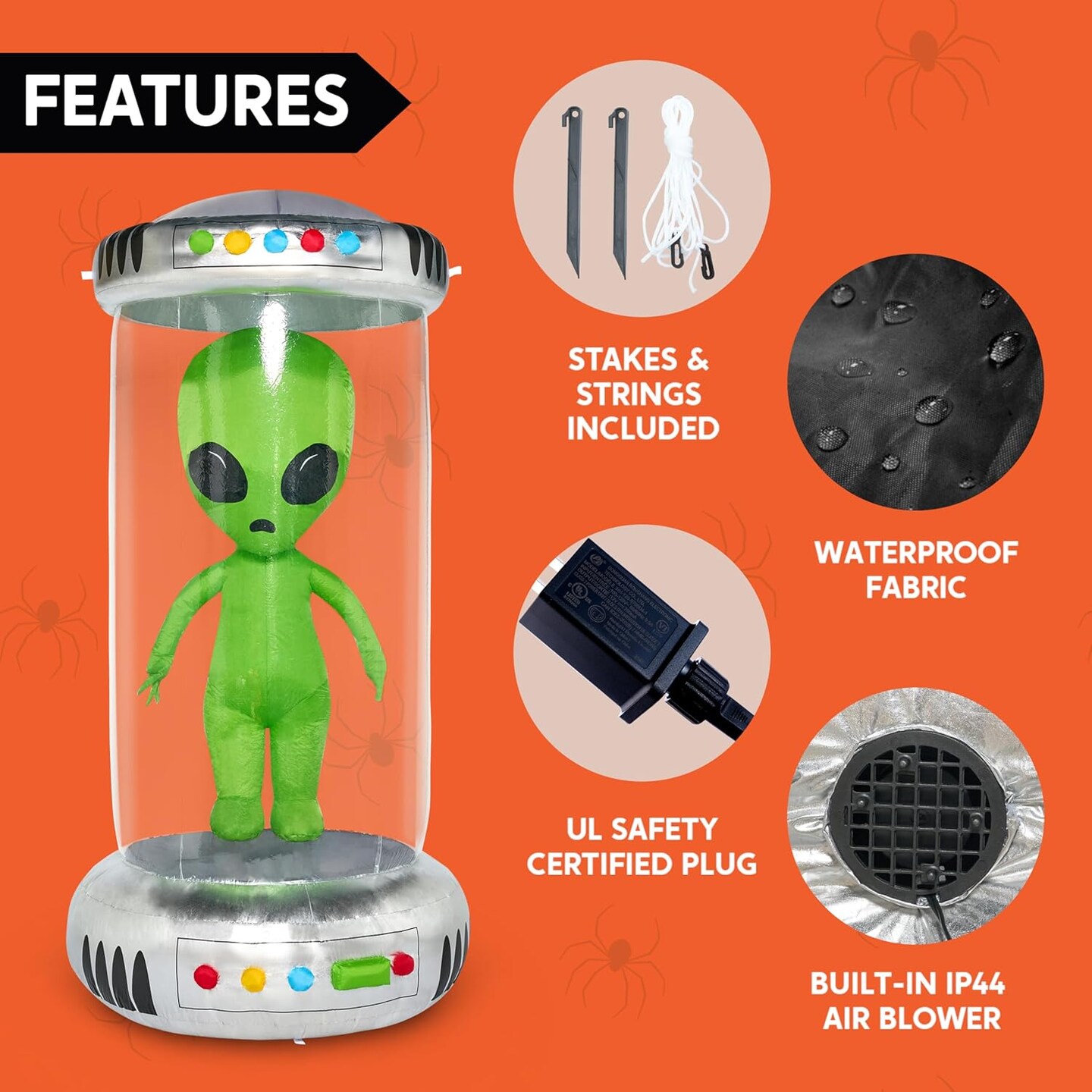 7 ft Tall -Alien Inflatable Halloween Decor Outdoor, with Animated LEDs,(Multicolor)