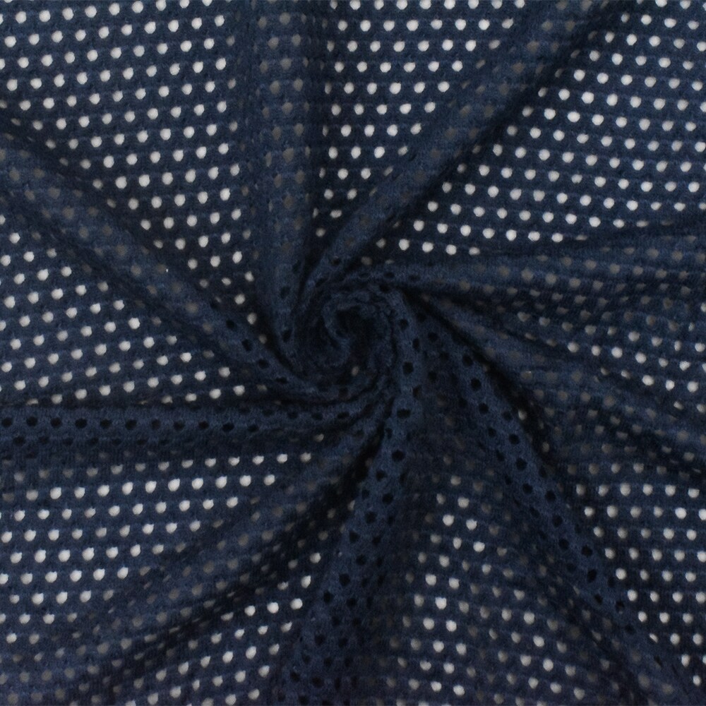 Navy Blue Solid Stretch Spandex Polyester Athletic Mesh Knit Fabric By the Yard