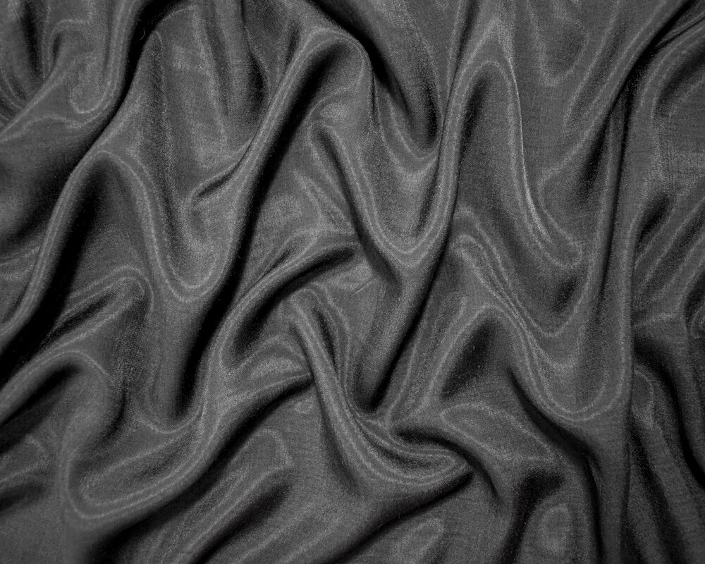 Black Rayon-Poly Sheer Solid Challis Woven Fabric By the Yard