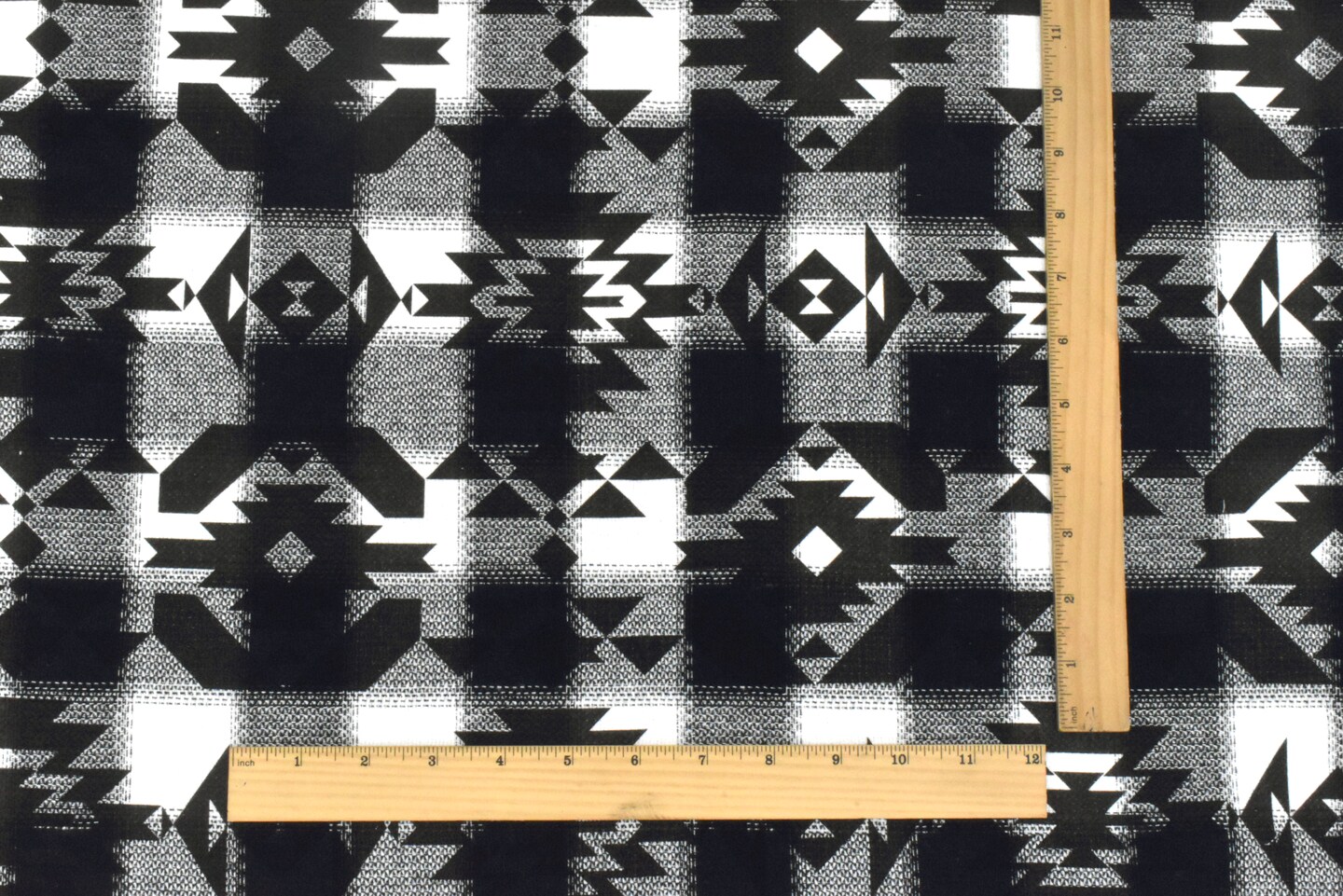 Black-White-Blue Tribal Printed Cotton Check Dobby Woven Fabric By the Yard