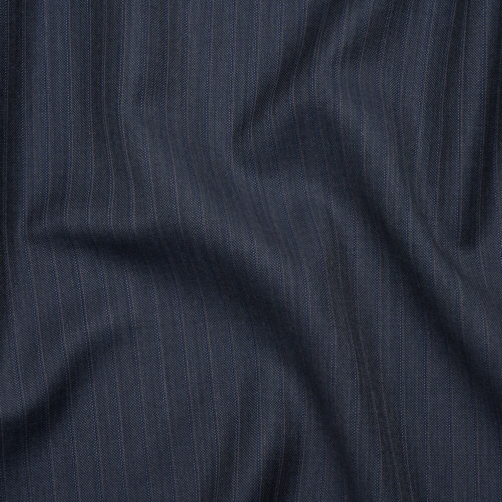 1 Yard Blue Gray and White Shadow Stripes Super 150 Wool Suiting Made in Italy Deadstock 58 Inches Width