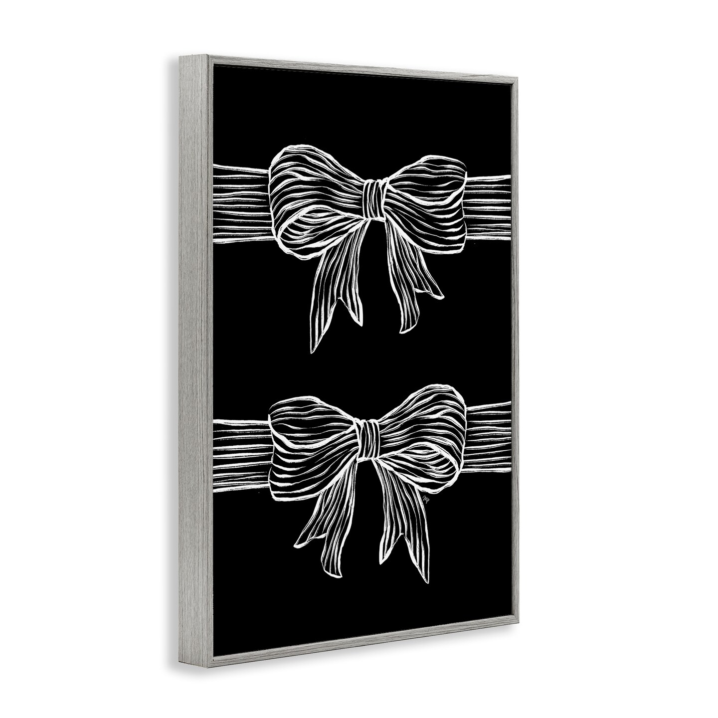 Stupell Industries White Bows on Black Framed Giclee, design by Martina Pavlova