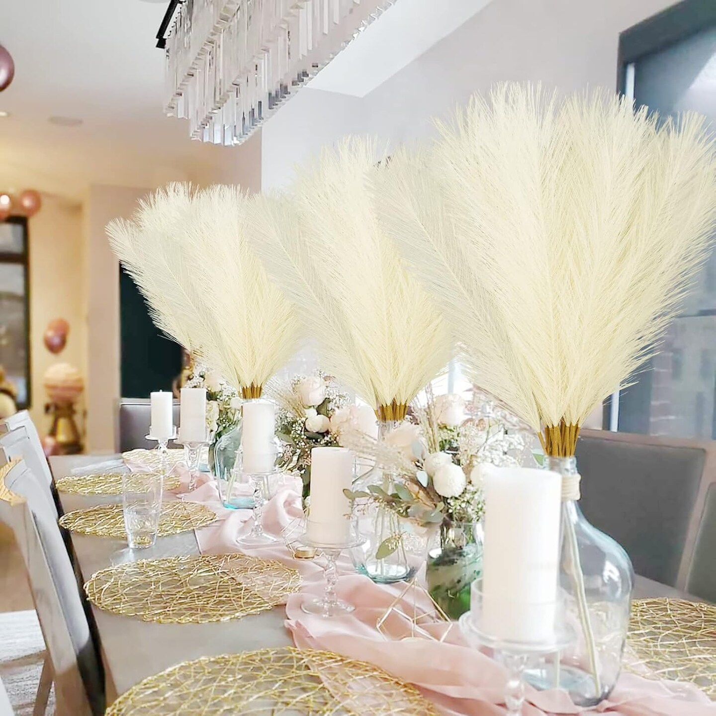 50PCS Faux Pampas Grass (Beige)