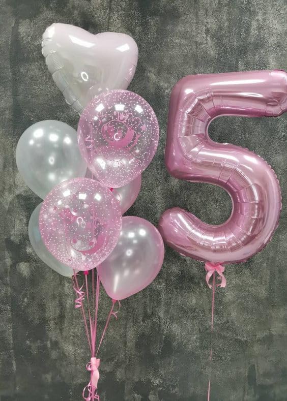 Balloon Numbers 40 Inch 5 Ballon for 5th Birthday Decorations(Pink)