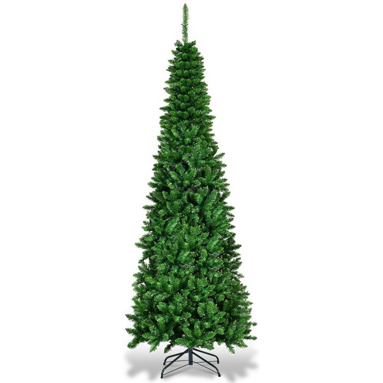 6.5 ft Slim Pencil Christmas Tree with 250 Warm White LED Lights and 708 PVC Tips