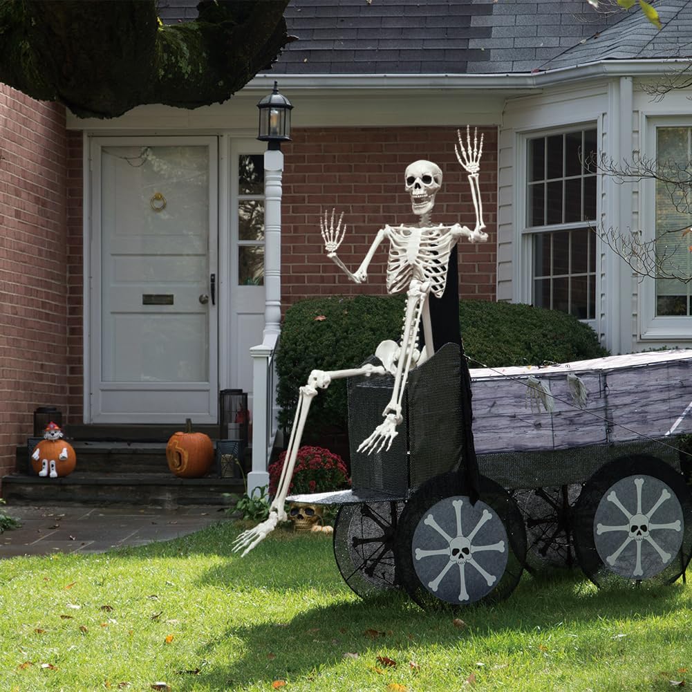 5.6ft Halloween Human Poseable Skull Skeleton