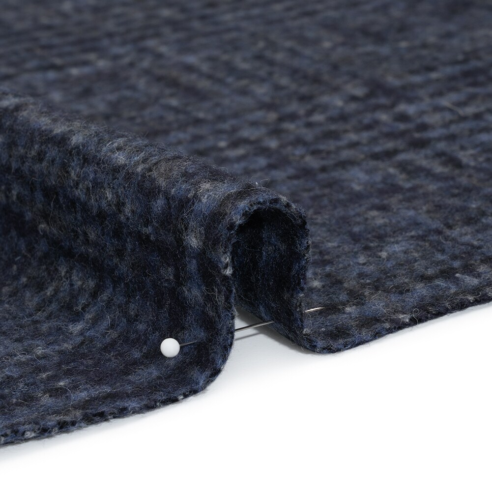 1 Yard Blue and Gray Tweedy Plaid Alpaca Wool Blend Felted Coating Soft 58 inch Width