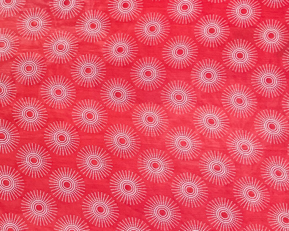 Red-White Poly Abstract Printed Chiffon Woven Fabric By the Yard