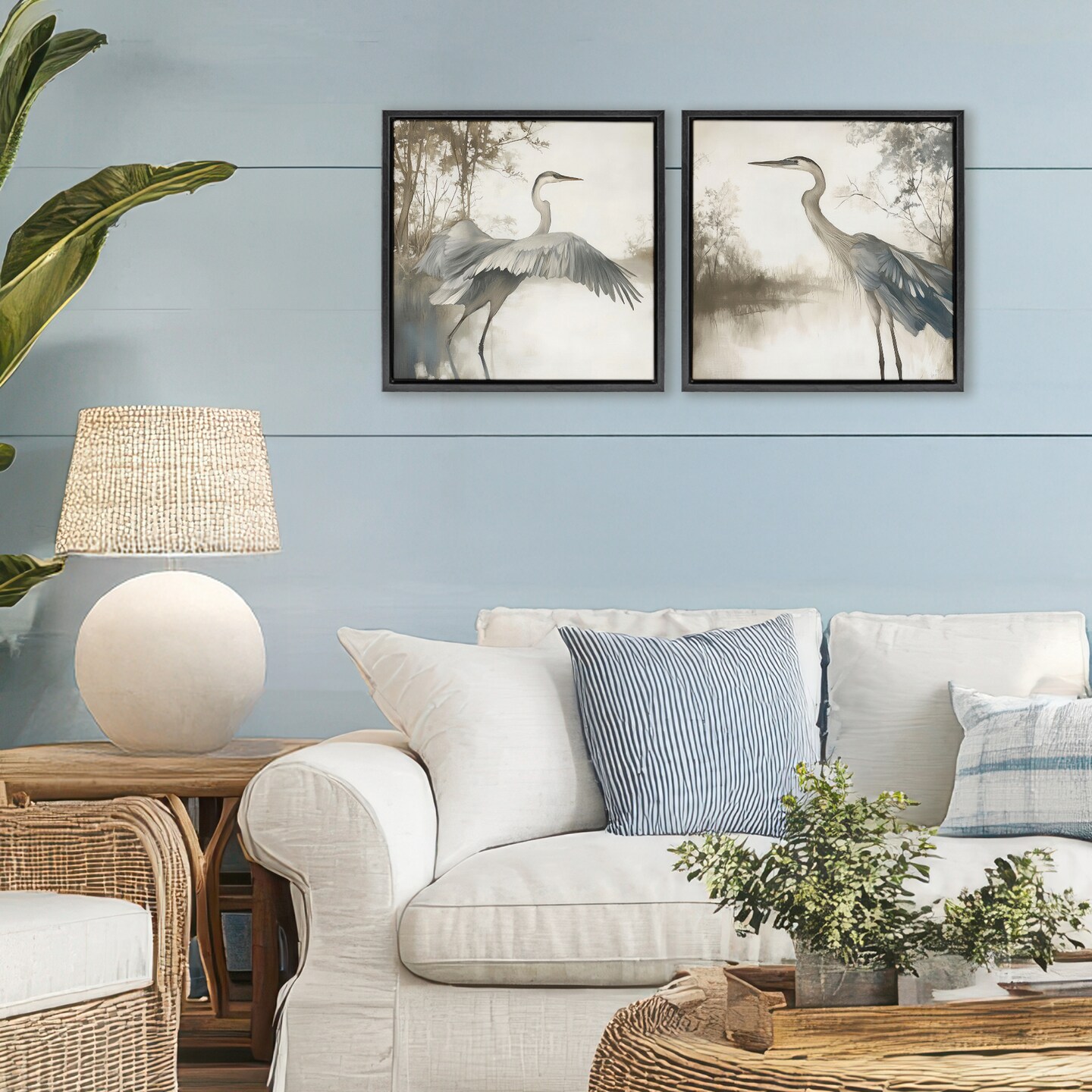 Stupell Industries Heron Feathers Over Water 2pc Floating Frame Set, design by Mona Grace