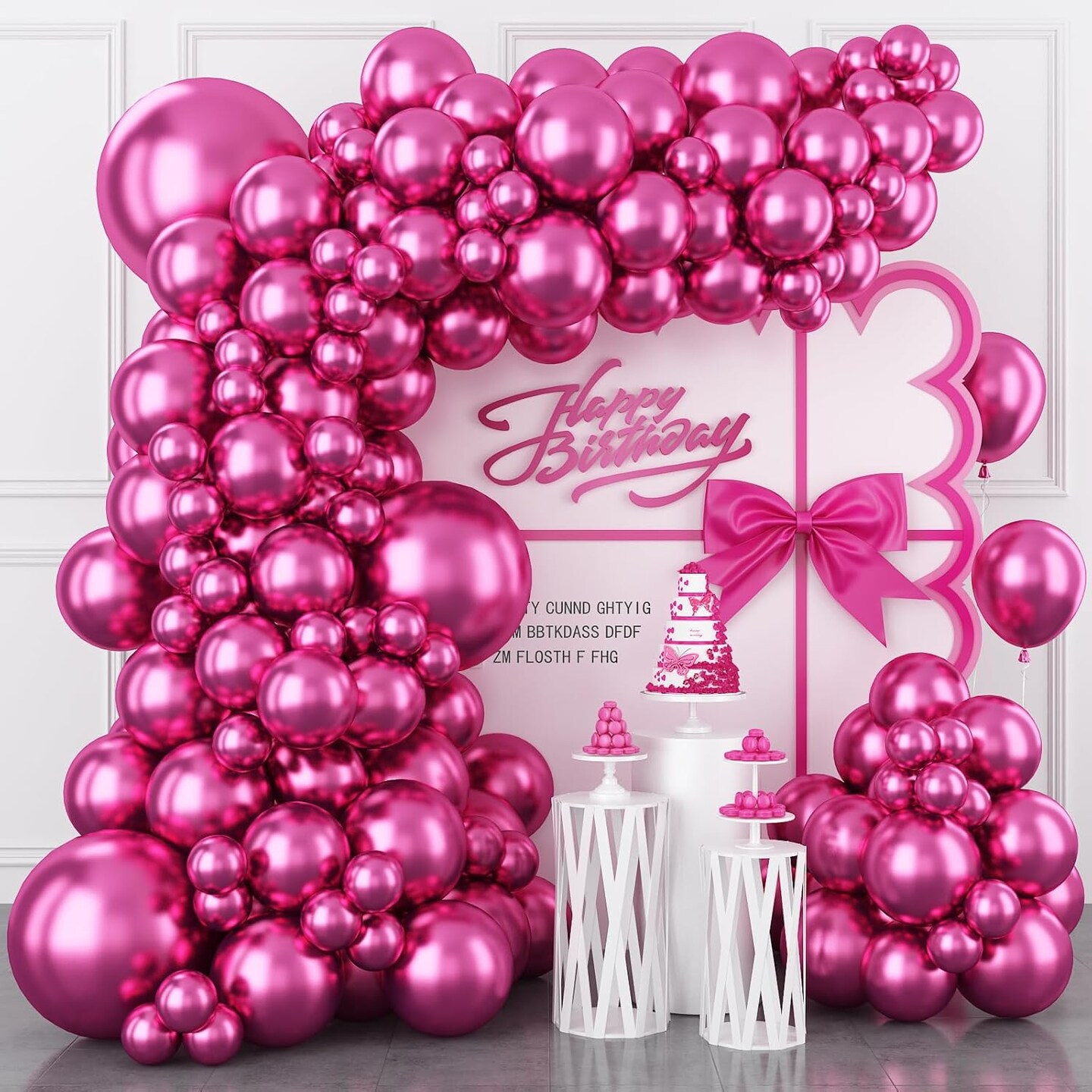 Chrome Hot Pink Balloons Different Sizes(Chrome Fuchsia Pink)