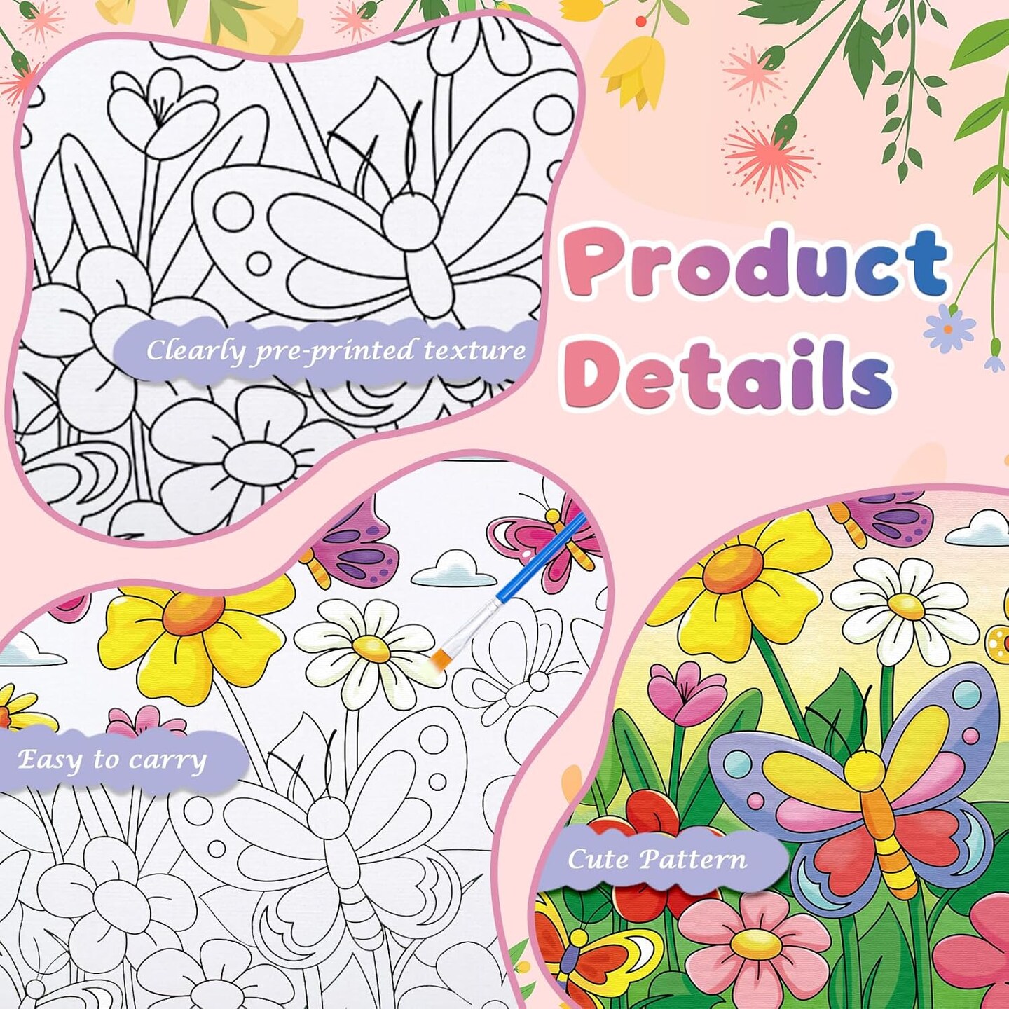 8 Pack Pre Drawn Canvas for Painting, 8" X 8" Cute Animals Painting Canvas Bulk, Art Canvases for Painting for Kids Students School Home (Spring)