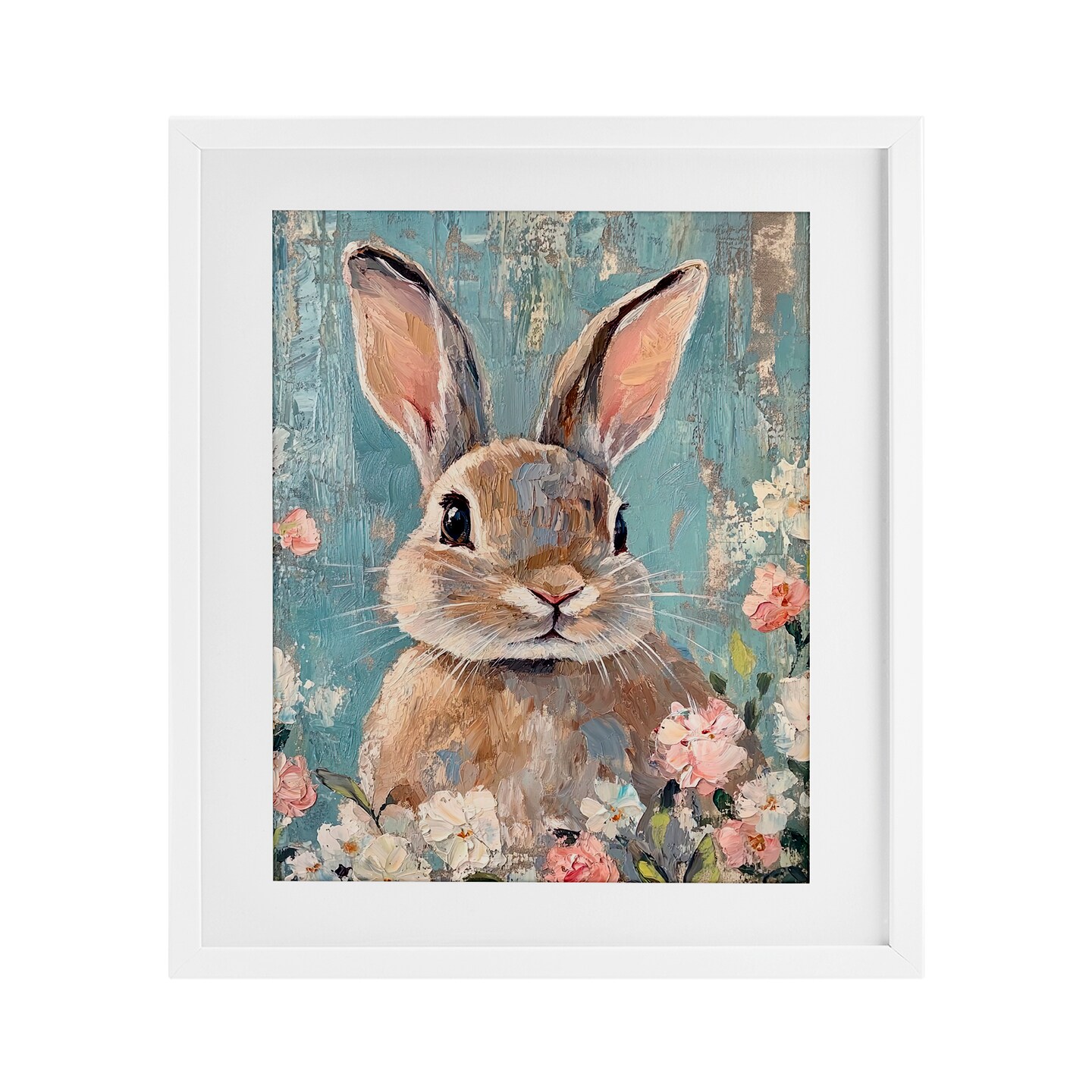 Stupell Industries Distressed Bunny Portrait Framed Print Under Glass, design by Franklyn Gregory