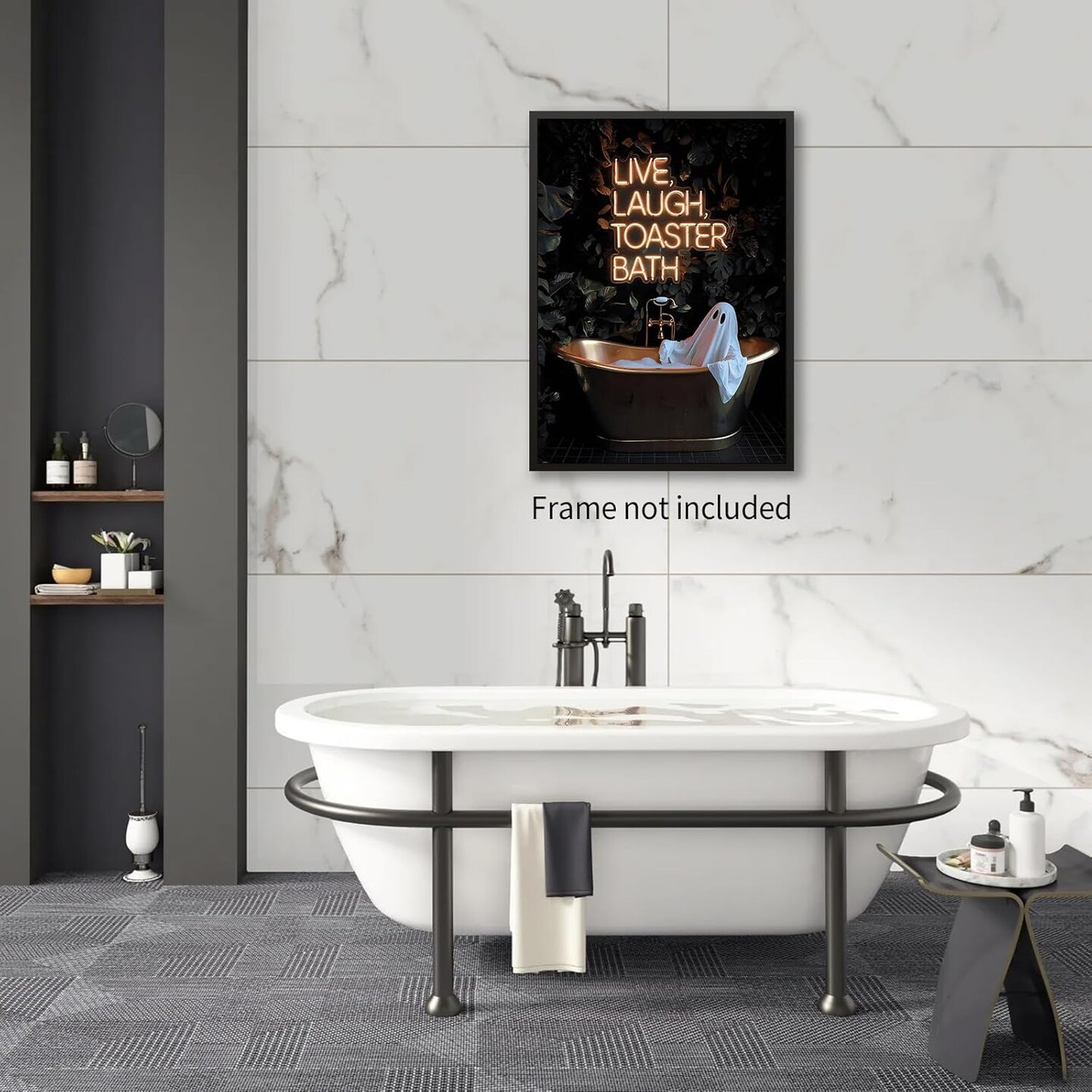 Halloween Wall Art Cute Ghost In Bathtub - 16L" x 12W" (Ghost Unframed)