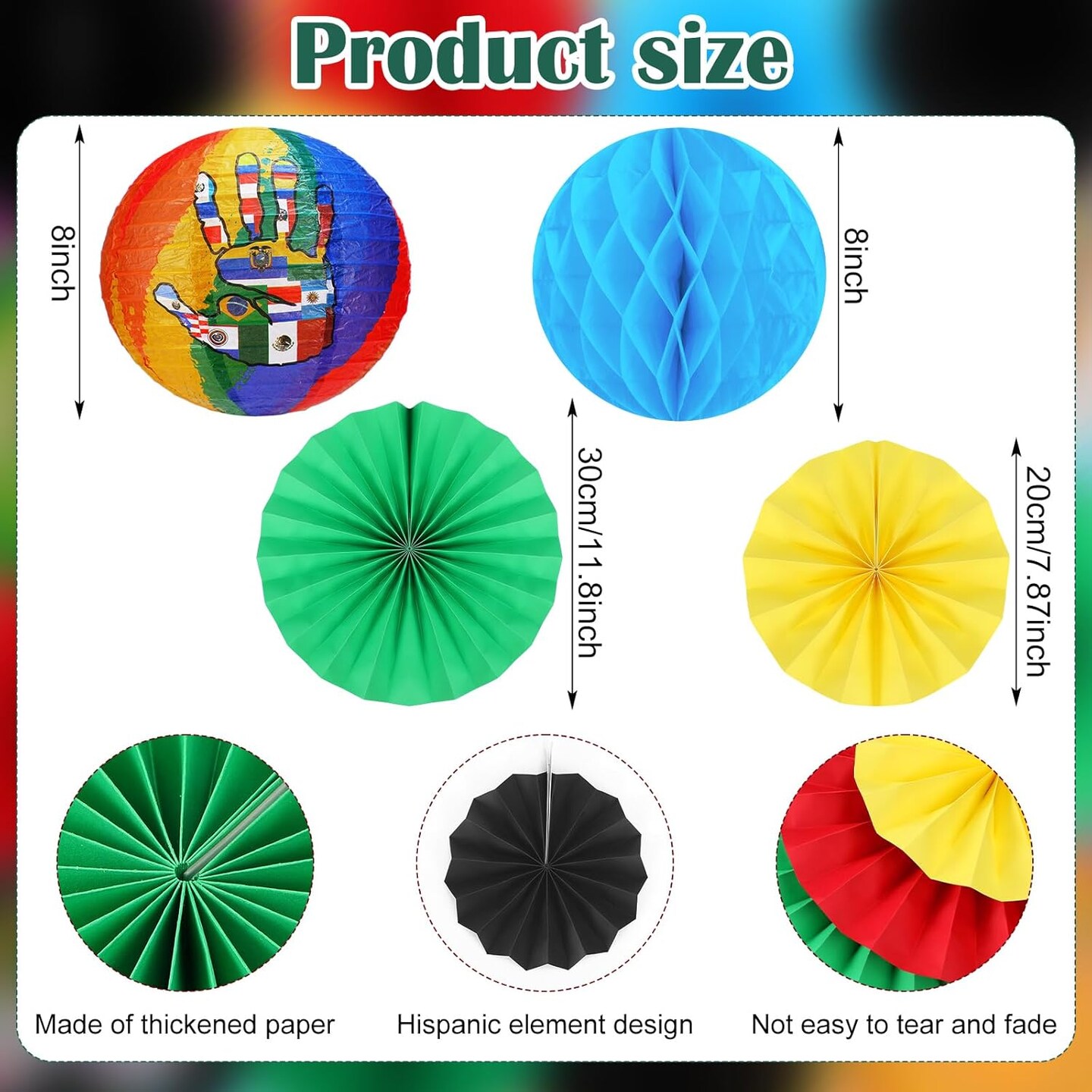 18 Pcs Hispanic Heritage Month Party Hanging Decorations - Black Red Green Yellow