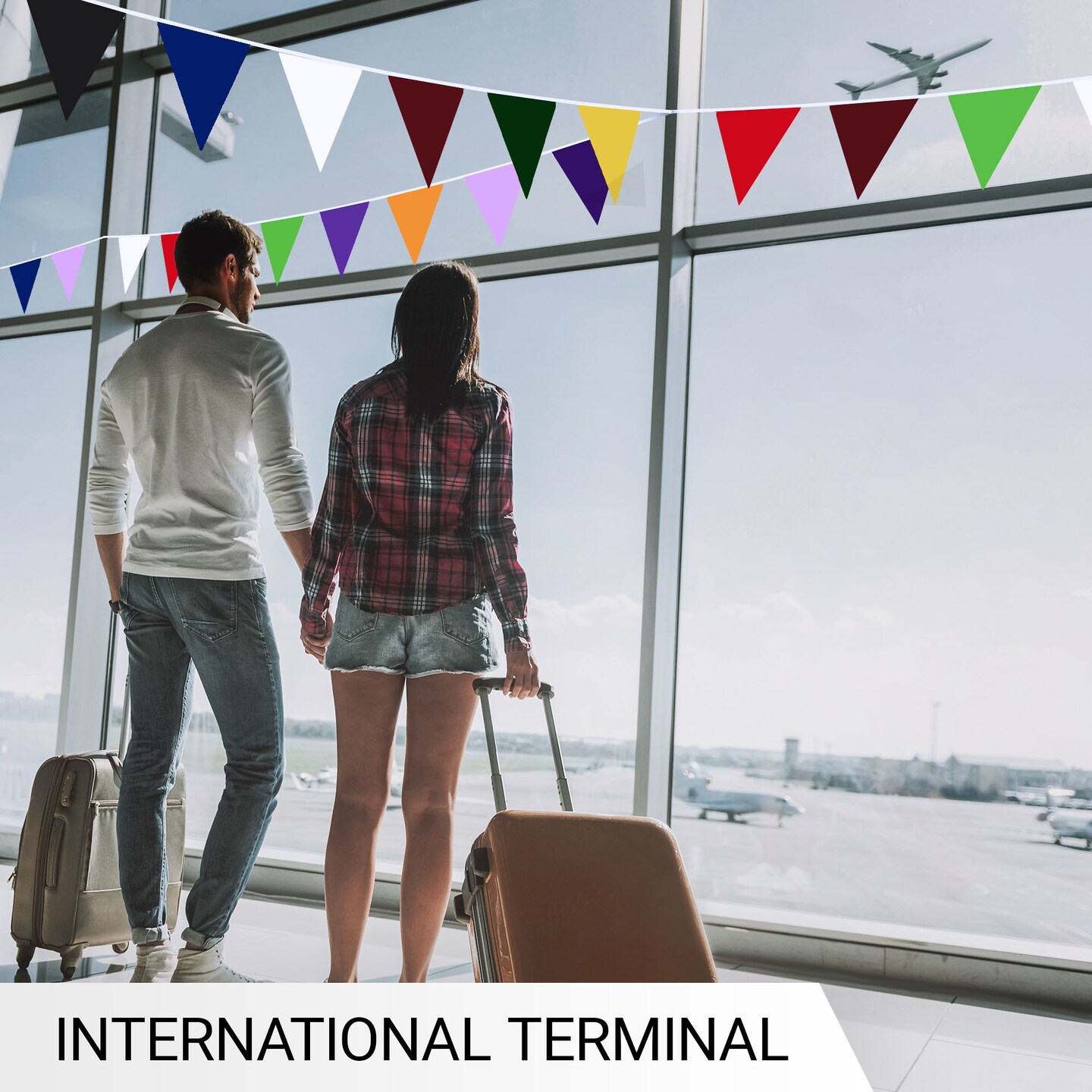 G128 Multicolor Pennant Bunting Banner | Flag 7.87 x 11.81 Inch, Full String 30.5 Feet | Printed 150D Polyester, Decorations For Bar, School, Festival Events Celebration