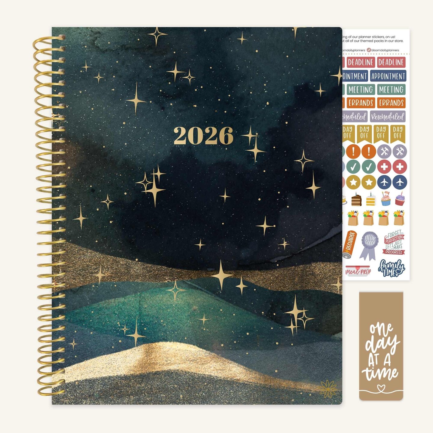 bloom daily planners 2026 Soft Cover Weekly & Monthly Planner, 8.5" x 11", Celestial Skies