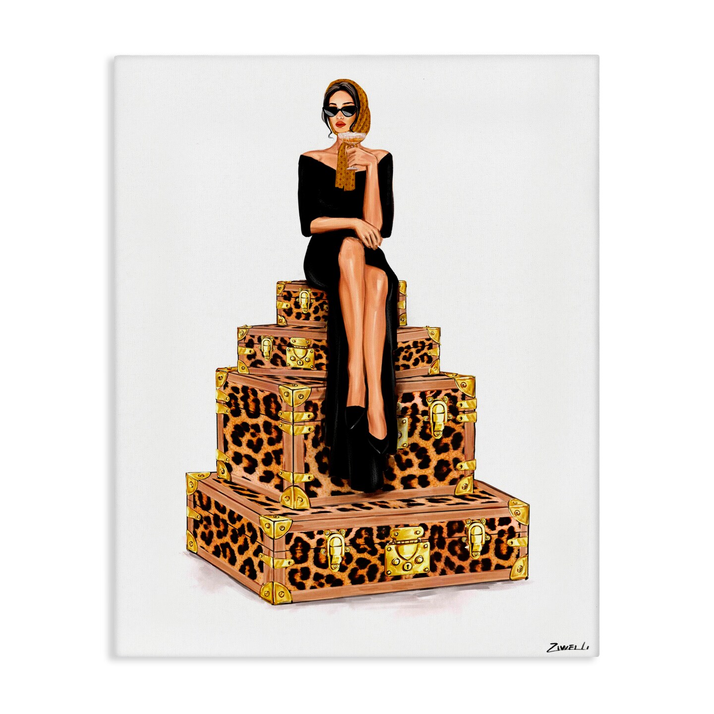 Stupell Industries Stylish Gal and Suitcases Canvas, design by Ziwei Li