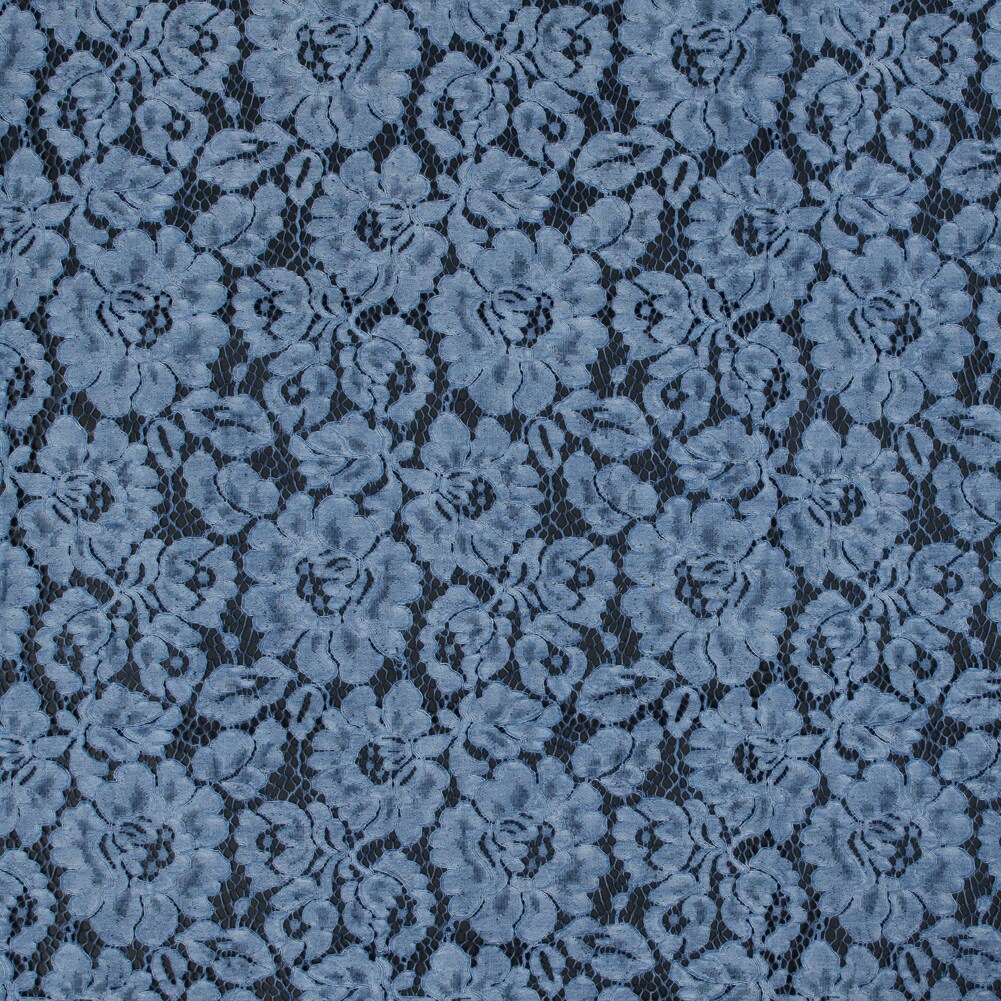 1 Yard Pad Dyed Cotton Lace Sky Blue Floral Fabric 59&#x22; Wide