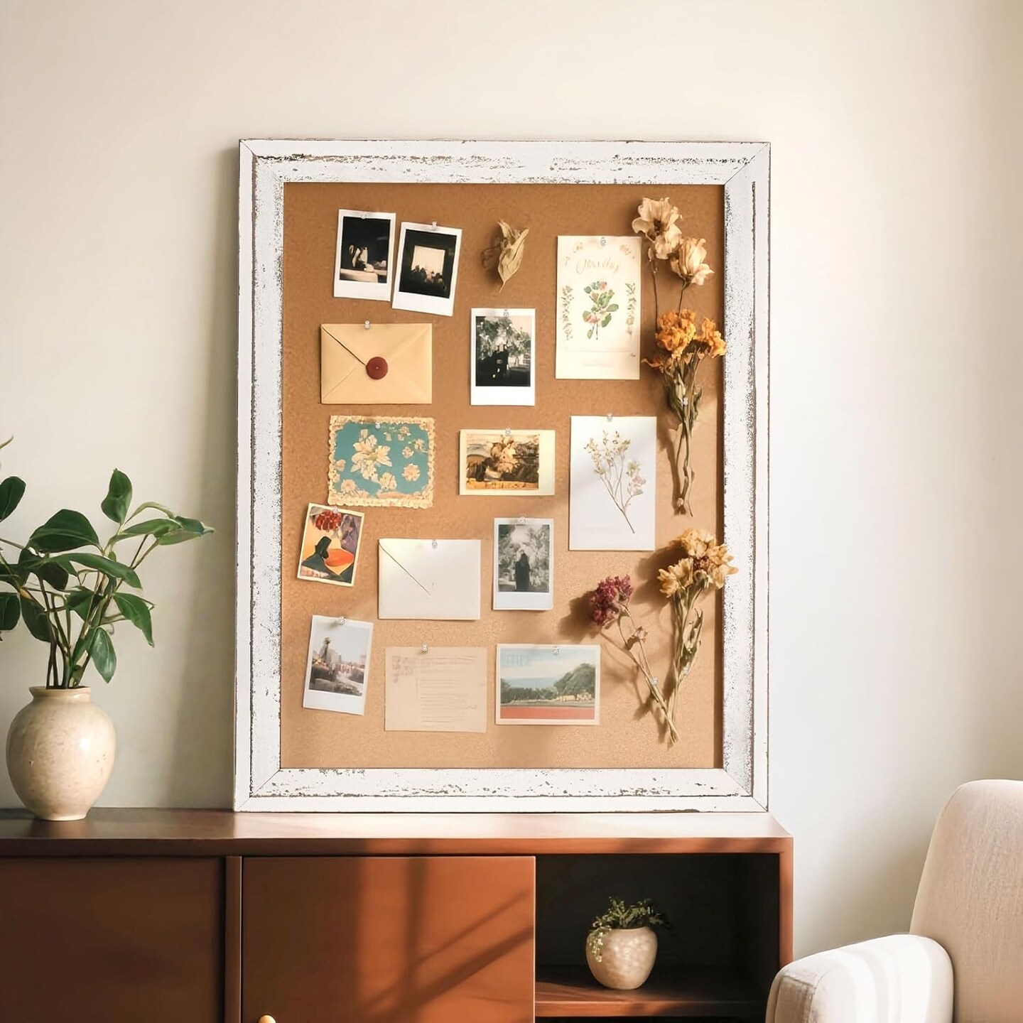 White Cork Board 24&#x22; x 18&#x22; Wooden Framed Corkboard(White Frame)