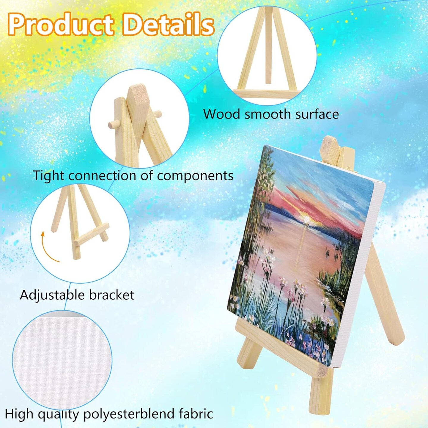 32 Pack Canvas and Easel (&#x9;White)