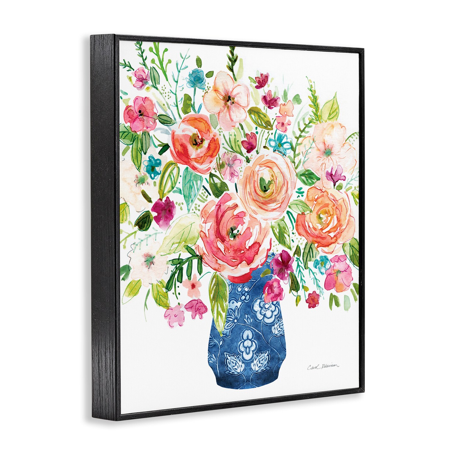Stupell Industries Sunny Chinoiserie Pink Bouquet Framed Giclee, design by Carol Robinson