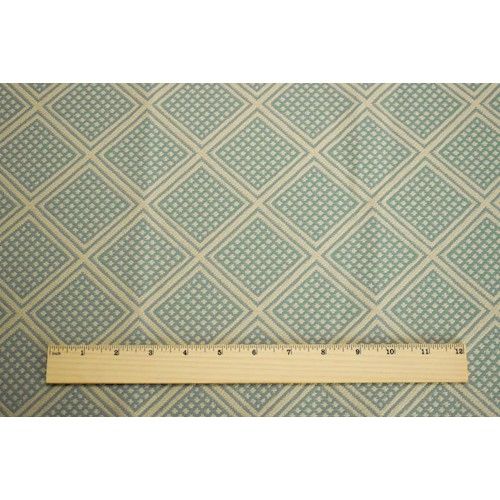 Teal/Beige Textured Diamond Damask Home Decorating Fabric By the Yard