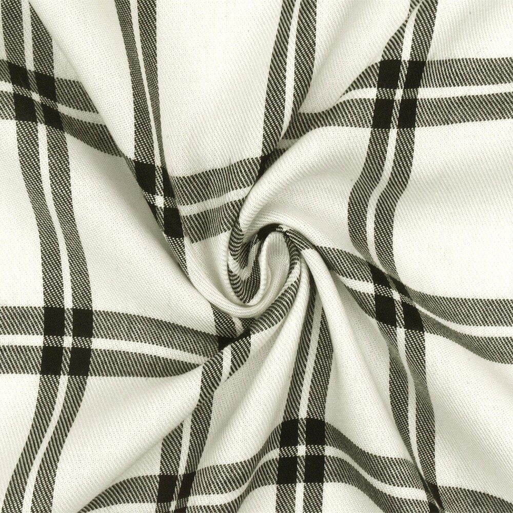 Black-Off-White Famous Designer Plaid Check Twill Shirting Fabric By the Yard
