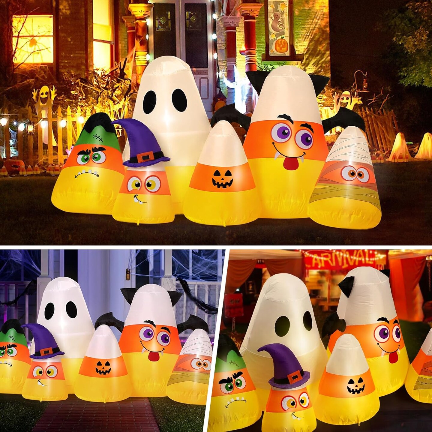 Halloween Inflatable Candy Corn Inflatable with Built-in LED Lights Indoor Outdoor (Yellow)