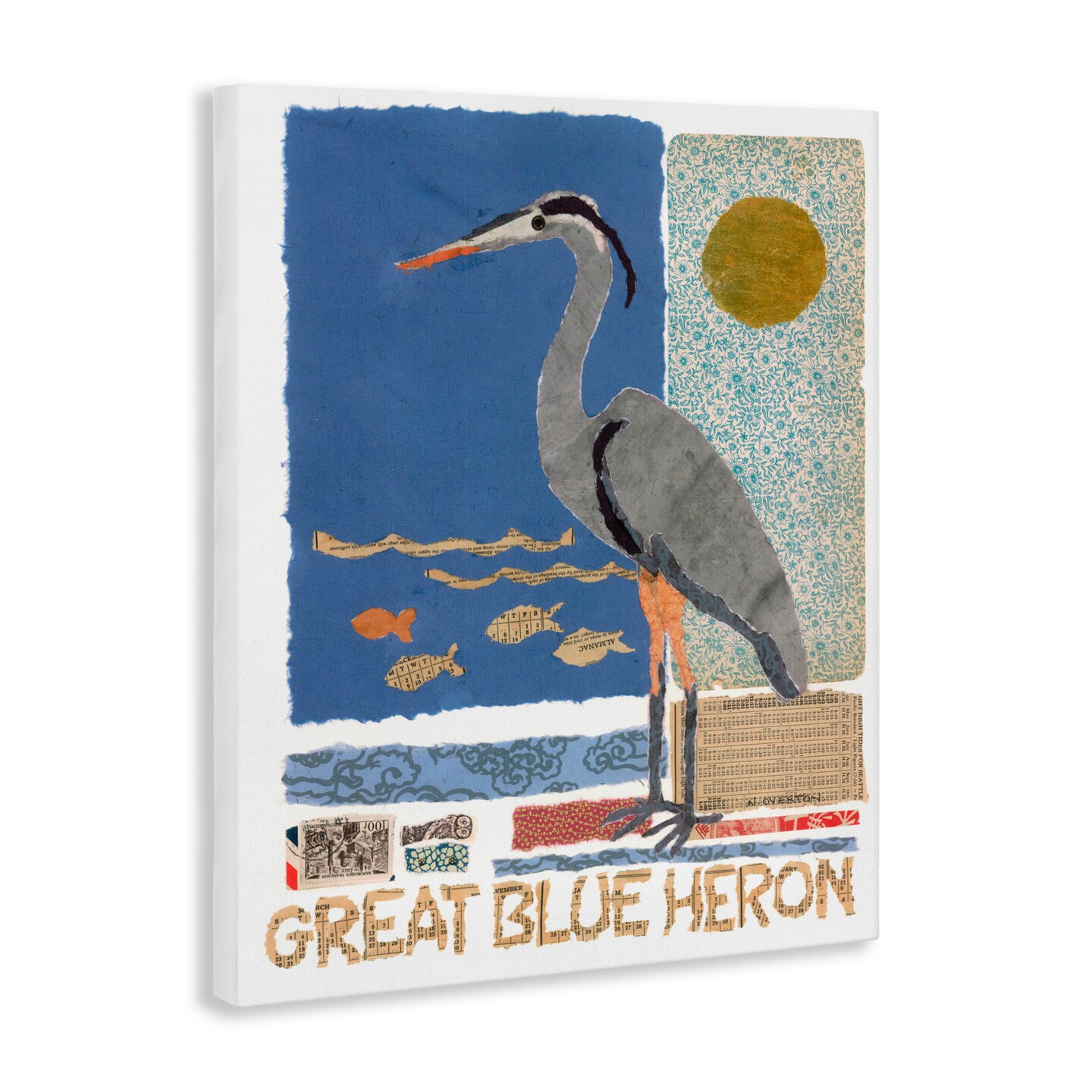 Stupell Industries Great Blue Heron Collage Canvas, design by Nancy Overton