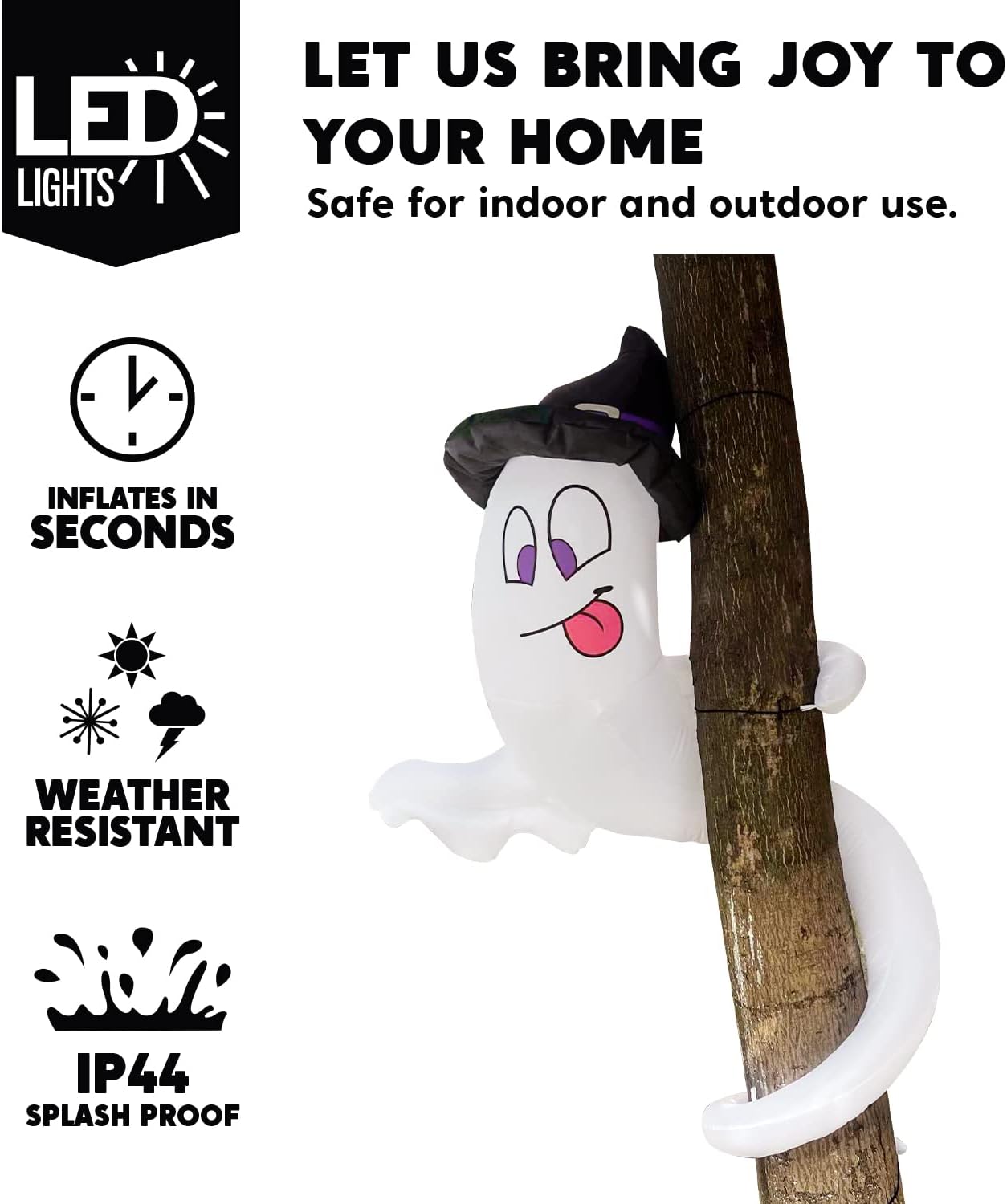 i 5 ft Tall Halloween Inflatables Outdoor Decorations with Build-in LEDs (White)