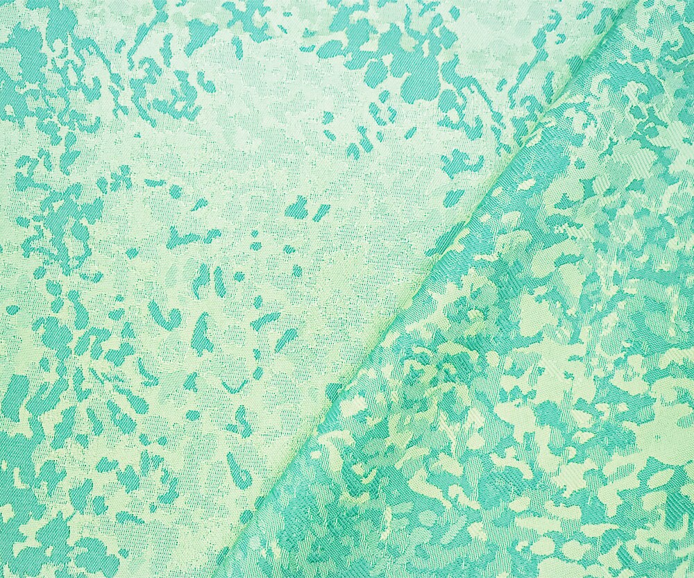 Teal-White-Cool Gray Polyester Abstract Camouflage Jacquard Woven Fabric By the Yard